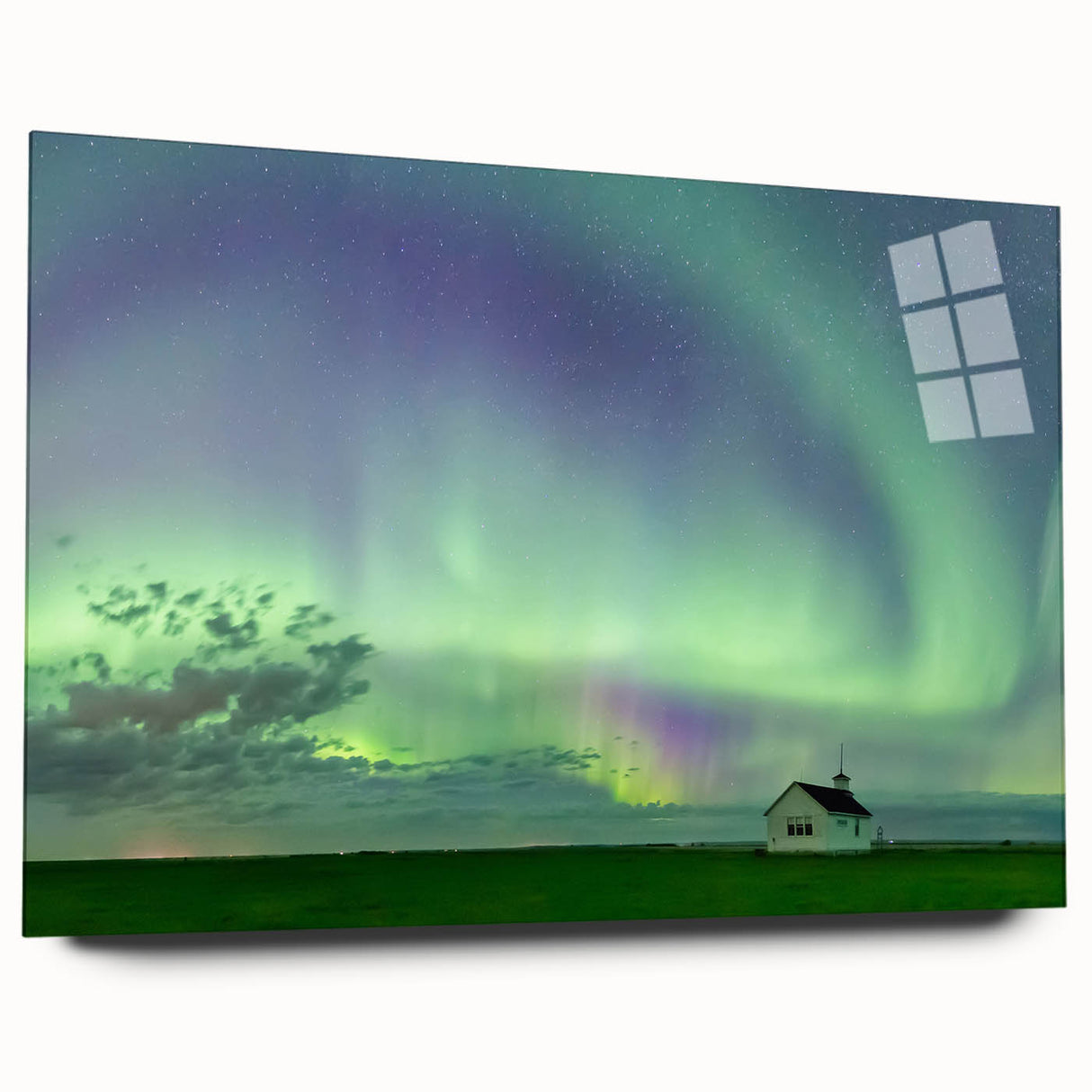 Large abstract wall art depicting Saskatchewan scenery in muted earth tones on acrylic glass.