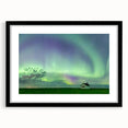 Extra large abstract art print of colorful, textured scenery depicting Saskatchewan landscape on a framed black mat.