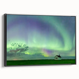 Framed canvas featuring a black and white vintage poster of a Saskatchewan landscape, ideal for bedroom wall art.