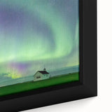 Extra large framed canvas of a textured, colorful art depicting Saskatchewan scenery, ideal for living room decor.