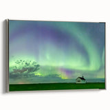 Framed canvas featuring a vintage-style landscape painting of Saskatchewan with a colorful palette.