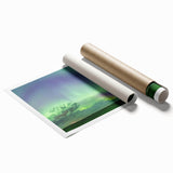 Extra large rolled print of a serene Saskatchewan landscape with soft floral elements in muted green and blue tones.