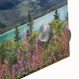 Large abstract wall art of Yukon scenery in muted earth tones on acrylic glass, ideal for dining room ambiance.