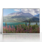 Framed acrylic print of a serene Yukon landscape in pastel colors, suitable for modern art wall decor or nursery.