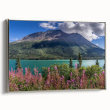 Framed canvas of a landscape art painting depicting the Yukon scenery in muted earth tones, ideal for office or study decor.