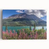 Black and white photograph of Yukon scenery on large stretched canvas, suitable as kitchen wall art.