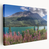 Scenic Yukon landscape on large stretched canvas, featuring muted earth tones, ideal for kitchen wall art.