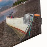 Large abstract wall art depicting Caribbean scenery in vibrant hues on acrylic glass, ideal for dining room ambiance.