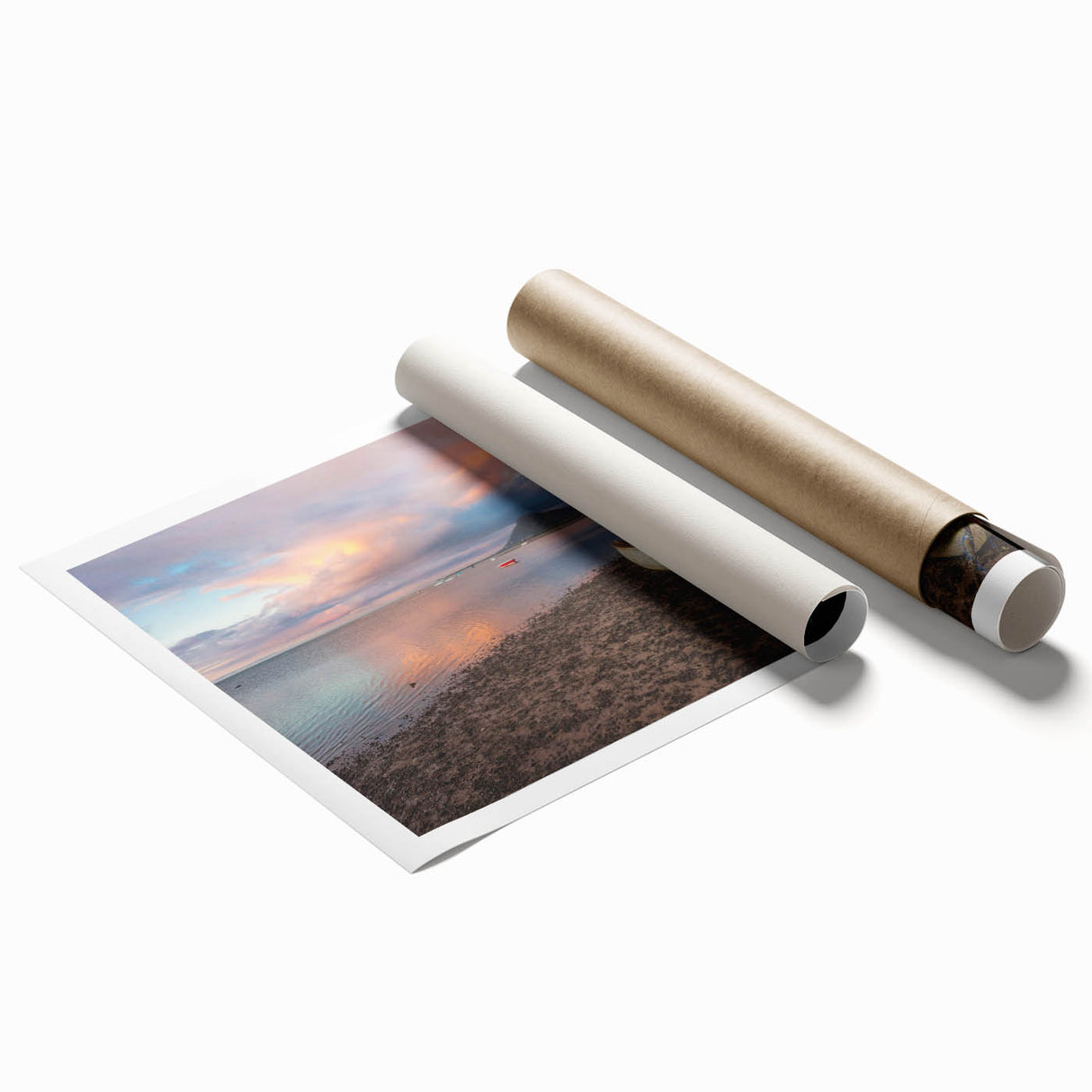 Extra large rolled print featuring a serene Caribbean scenery with vibrant blue sea and lush greenery.