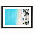 Extra large, textured abstract art print of colorful Caribbean scenery on a black framed canvas, ideal for living room decor.