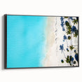 Black and white framed canvas featuring a vintage-style landscape of the Bahamas, ideal for bedroom wall art.