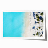 Extra large rolled print of a Caribbean scenery with vibrant blue and green tones, ideal for dining room wall art.