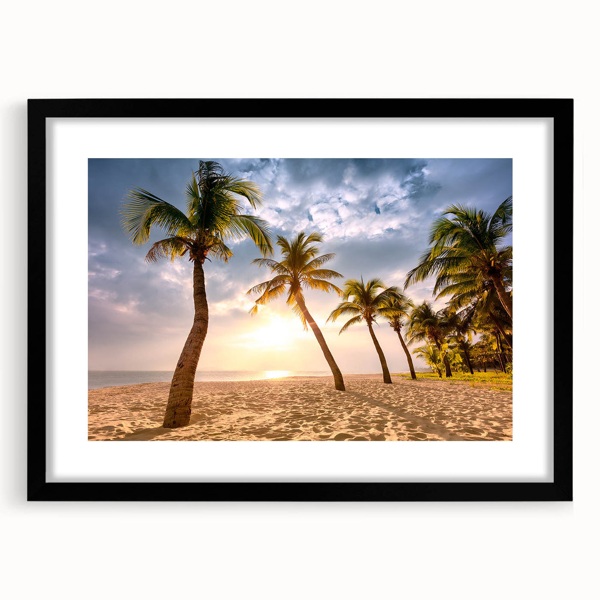 Extra large framed abstract art print featuring vibrant Caribbean scenery on textured canvas, suitable for living room decor.
