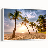 Vintage poster art of a Caribbean Barbados scenery on a framed canvas, featuring vibrant colors, ideal for living room decor.