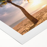 Art deco poster featuring a vivid Caribbean Barbados scenery on rolled canvas, suitable for dining room wall art.