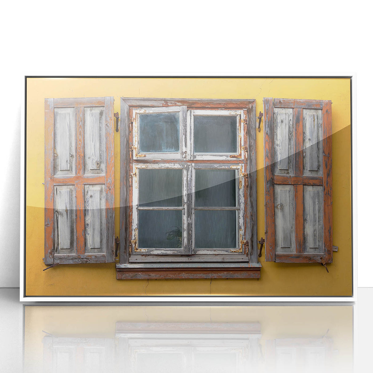 Mid-century modernist art depicting a Bermuda seascape in acrylic, framed in white, suitable as nursery wall art.