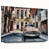 Large abstract wall art depicting a Caribbean scenery on acrylic glass, ideal for bedroom or dining room decor.