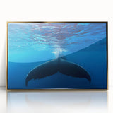 Art deco poster of a Caribbean scenery on framed acrylic, with vibrant blue and green tones, ideal for modern art wall decor.