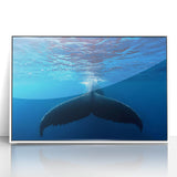 Mid-century modernist art of a Caribbean seascape in acrylic, framed in white, ideal for nursery wall decor.