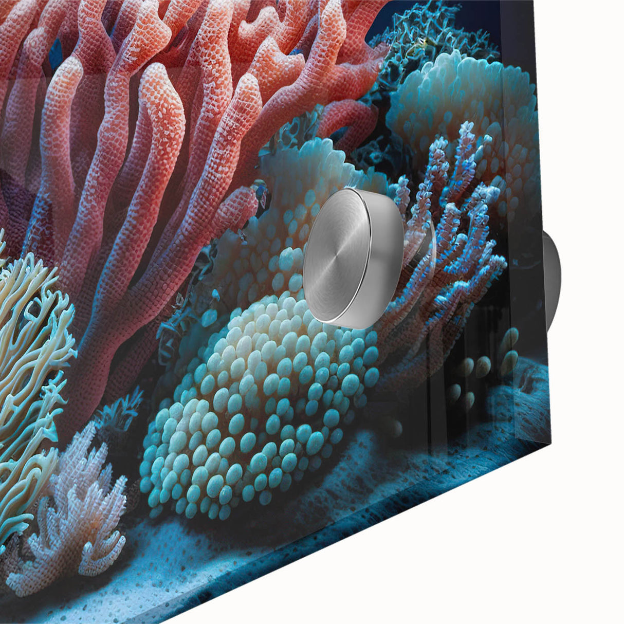 Large abstract wall art featuring a Caribbean scene in mid-century modernist style on acrylic glass.