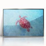 Mid-century modernist style large art print of a Caribbean scenery on framed acrylic.