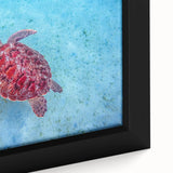 Extra large framed canvas featuring a textured depiction of a Caribbean scenery in black with vibrant color accents.