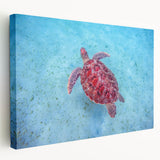 Large art print of a Caribbean beach scene in muted blue and sandy tones on stretched canvas, suitable for kitchen wall art.