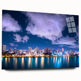 Large abstract wall art of a Caribbean scenery in vibrant blue and green tones, acrylic print.