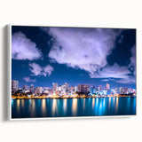 Framed canvas vintage poster art of a colorful Caribbean Puerto Rican scenery, ideal for living room decor.