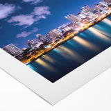 Art deco poster of a Caribbean scenery in Puerto Rico with vibrant blue and green tones on rolled canvas.