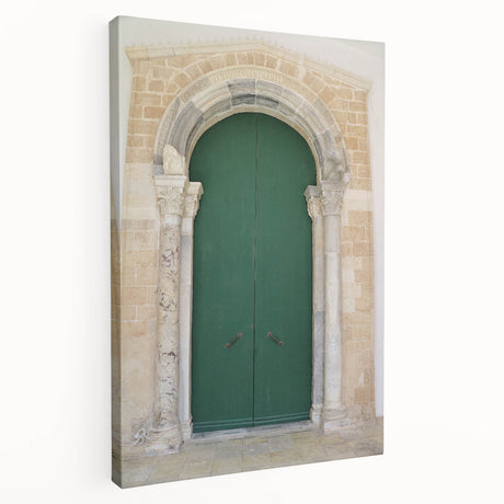 Large stretched canvas featuring a serene Caribbean beach scenery in vivid blue and green hues, ideal for kitchen wall art.