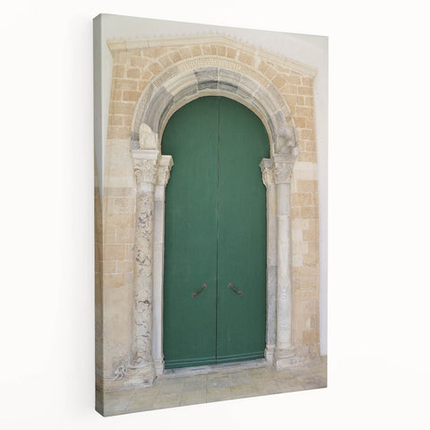Large stretched canvas featuring a serene Caribbean beach scenery in vivid blue and green hues, ideal for kitchen wall art.