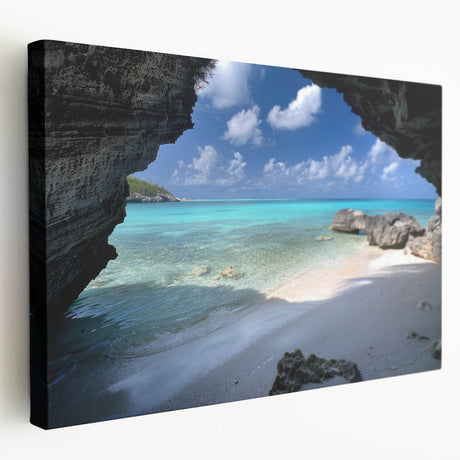 Large art depicting a serene Caribbean scene on stretched canvas, suitable for kitchen wall art.