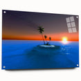 Acrylic print of the Caribbean Virgin Islands in vivid blue and green tones, suited for bedroom or dining room decor.