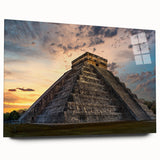 Large abstract wall art on acrylic glass depicting a serene Belize landscape in soft blue and green tones.