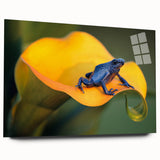 Large abstract wall art of a Costa Rican landscape in vibrant greens and blues on acrylic glass.