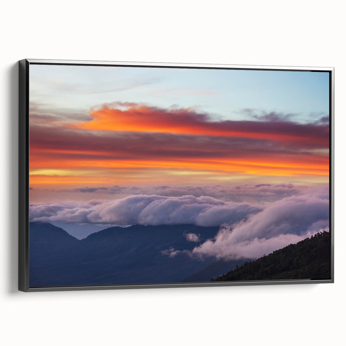 Black and white landscape art painting of El Salvador on framed canvas, ideal for bedroom wall decor.