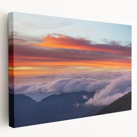 Stretched canvas print of a Central American landscape in lush green tones, ideal for kitchen wall art.