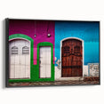 Black and white framed canvas featuring a vintage-style landscape of a Nicaraguan scenery, ideal for bedroom wall decor.