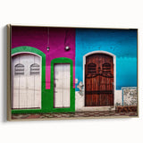 Framed canvas of a vintage-style landscape painting of Nicaragua in black and gold tones, ideal for bedroom wall art.