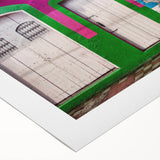 Art deco poster of a Central American scenery in muted earth tones on rolled canvas, suitable for dining room decor.