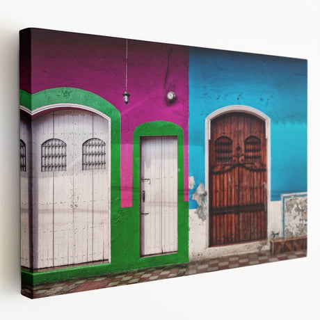 Nicaragua landscape on stretched canvas featuring lush greenery and a volcano, ideal for kitchen wall art.