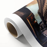 Art deco poster featuring the Panama skyline in soft pastel shades on rolled canvas, ideal for nursery wall art.