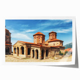 Extra large rolled print of a European landscape with vibrant green and blue tones, suitable as art wall dining room.