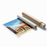 Extra large rolled canvas of a vibrant floral scene in Albania, ideal for classy bathroom wall art.