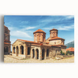 Black and white large art print of a serene Albanian landscape on stretched canvas, ideal for kitchen wall art.