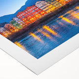 Art deco poster featuring a scenic view of an Austrian landscape on rolled canvas, suitable for dining room decor.