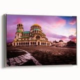 Landscape art painting depicting a Bulgarian scenery on a framed canvas.