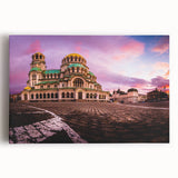 Black and white stretched canvas of a Bulgarian scenery, ideal for kitchen wall art.