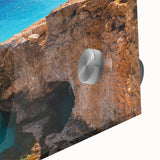 Large abstract wall art featuring muted earth tones on acrylic glass.